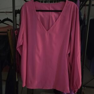 Chic V-Neck Pink Blouse for Women